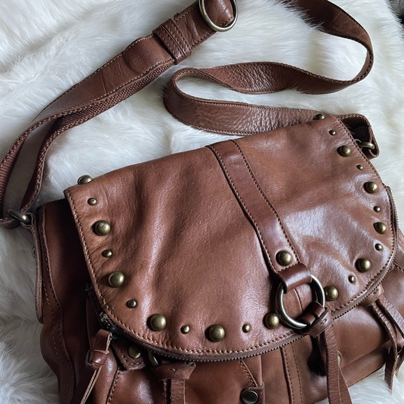 Lucky Brand Brown Leather Boho Shoulder Crossbody Bag with Tassels - Picture 4 of 16